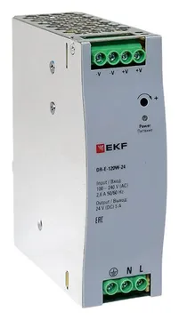 Блок питания на DIN-рейку 120Вт Uвх ~ 220В AC Uвых - 24В DC постоянного тока EKF DR-E-120W-24